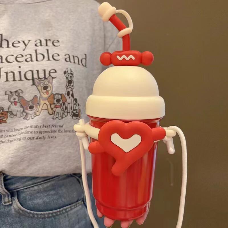 

MRSIKEY Серія Серце Ізольована пляшка-термос з нержавіючої сталі з соломинкою