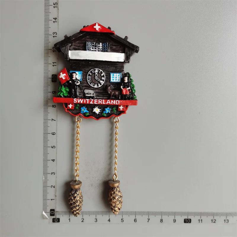 Ελβετία Μαγνητάκια Ψυγείου Ελβετικό Υπέροχο Ξύλινο Σπίτι Ρολόι Κούκου Αλπικό Μαγνητικό Αυτοκόλλητα Ψυγείου Σουβενίρ Δώρο Ταξιδιού