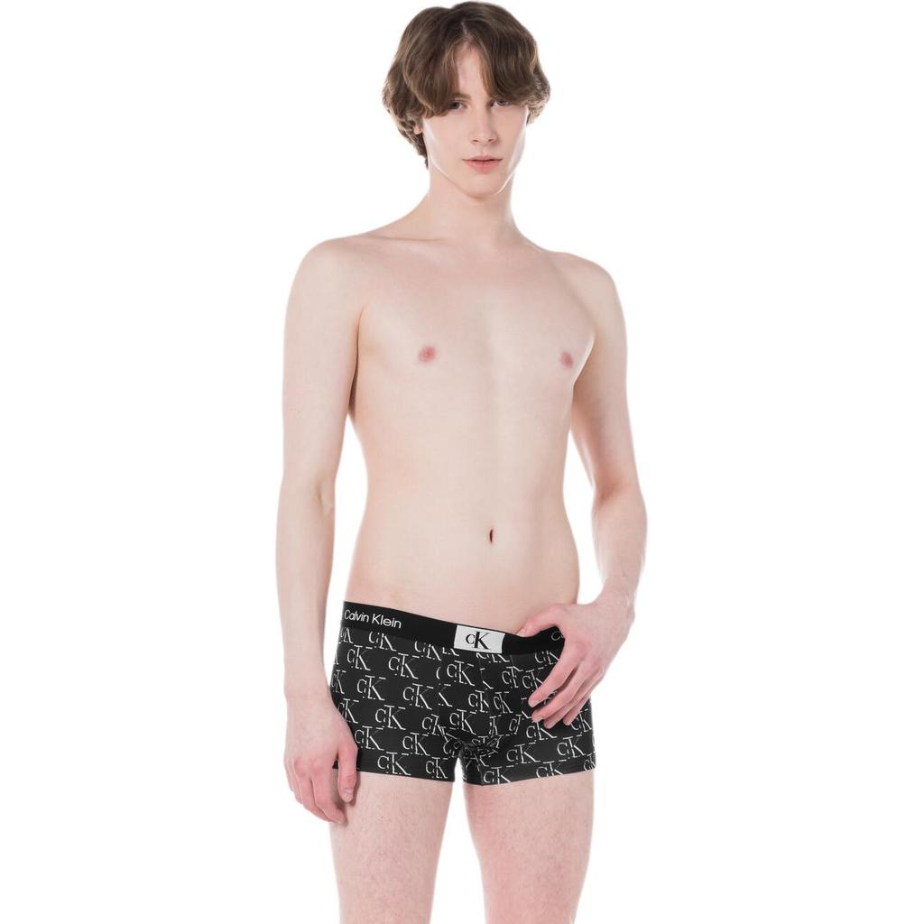 Calvin Klein Slip Boxer a Vita Bassa con Stampa Logo Uomo Biancheria intima Nero Bianco NB3406-LOC