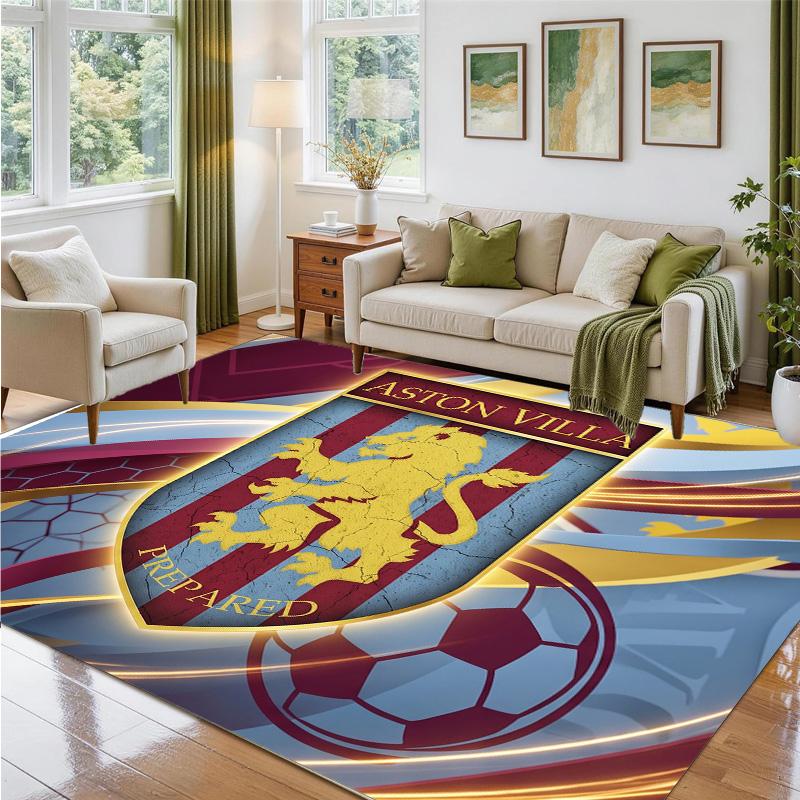 Aston Villa Football Design Crystal Velvet Rug Soft Decorative Mat for Bedroom Entrance