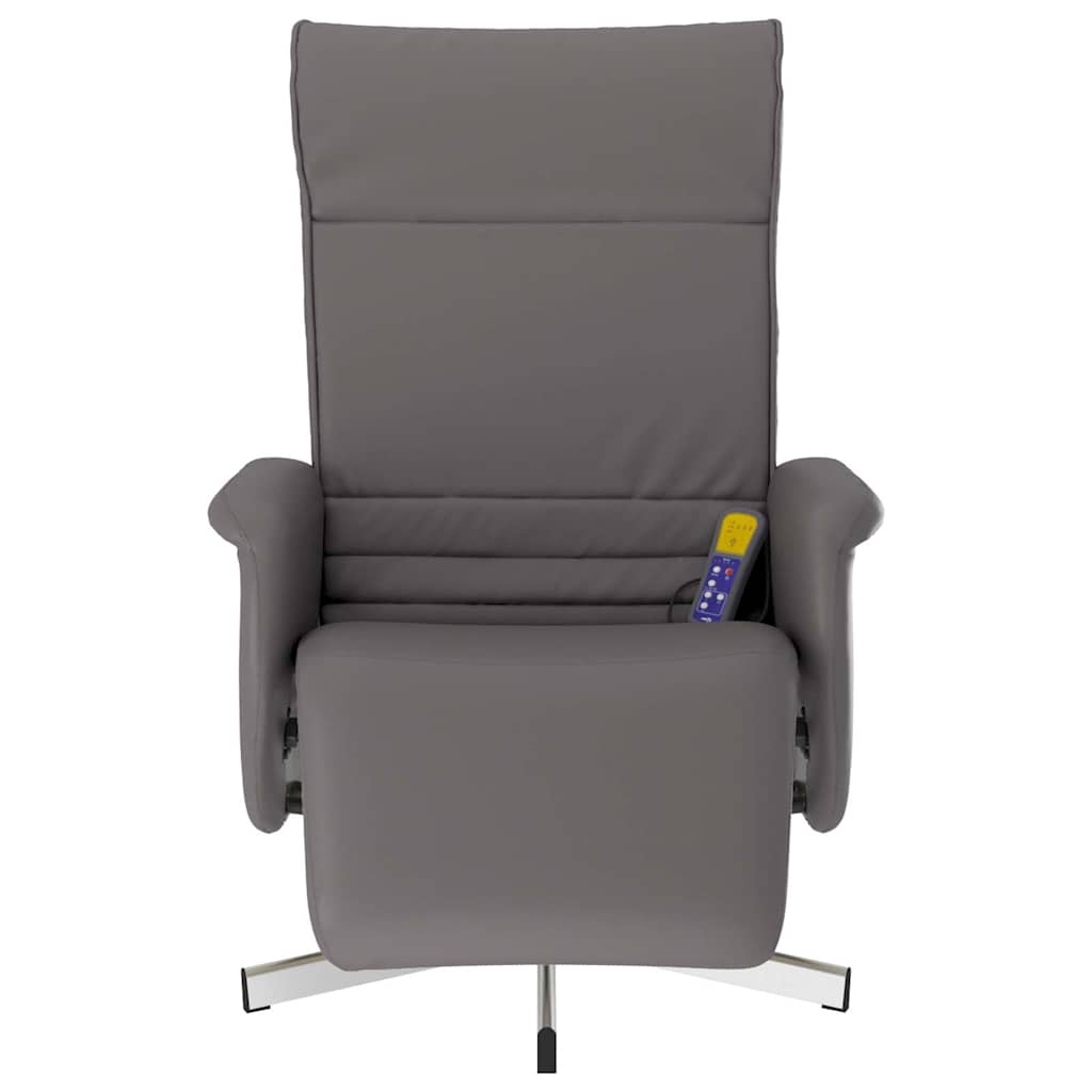 Vidaxl Reclining Massage Chair with Footrest, Grey, Faux Leather