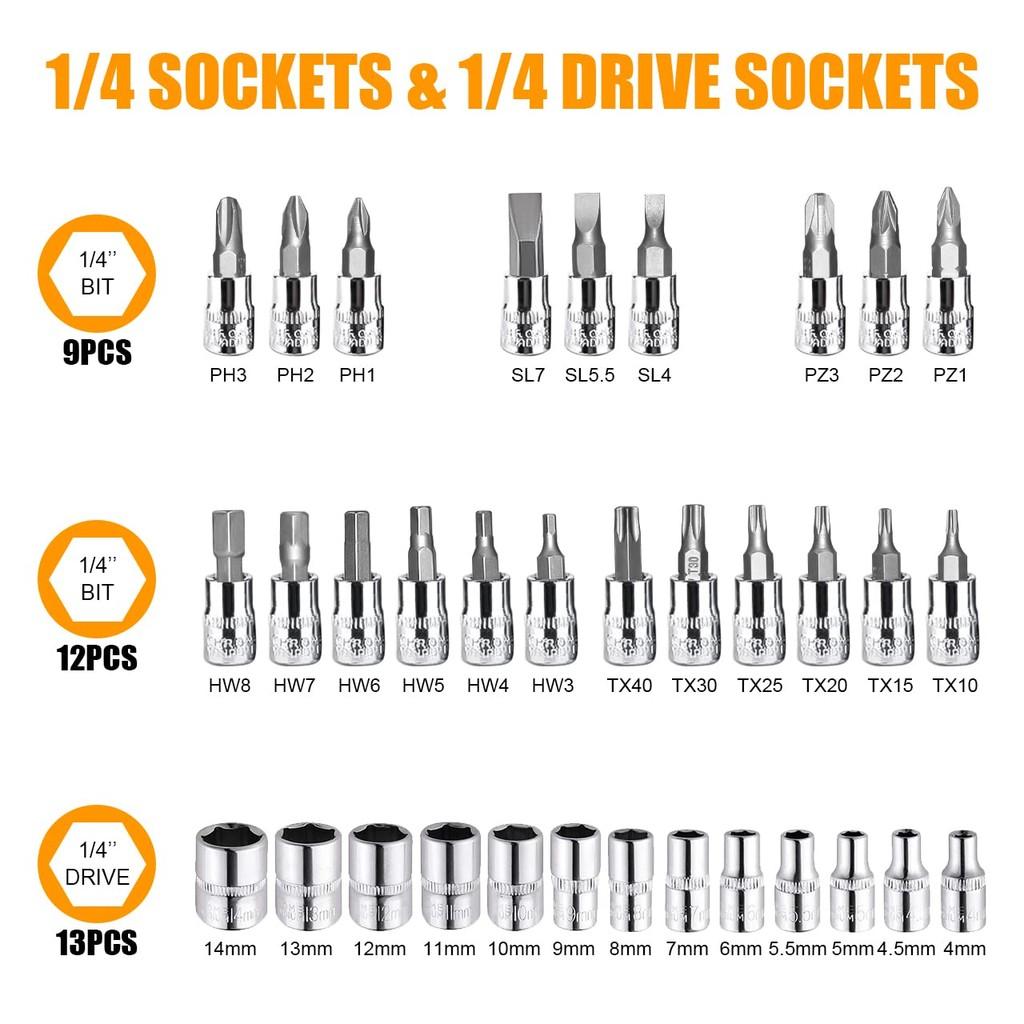 46pcs/set Metric Mechanic Bit Socket Wrench Set Car Repair Accessories Drive Socket Set Ratchet Wrench Set Car Tool Kit  Drive Socket Set