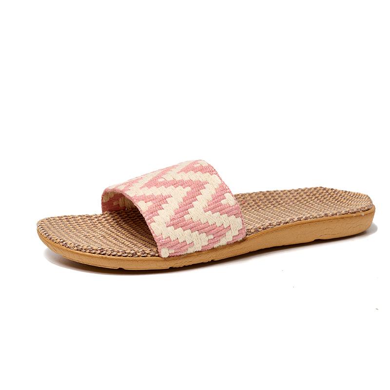 Home Indoor Cotton Linen Antiskid Slippers Men and Women Thick Bottom Summer Sandals