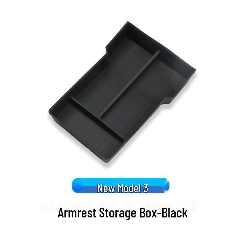 Flocking and cushion storage box for Tesla Model 3 center console/armrest. Ideal for organizing items inside your car.