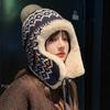 Ethnic Style Hat for Women, Winter Knit Warm Thick Fleece Headwear, Anti-Cold, Thick Fleece, Slim Face, Ear Protection Hat, Iron Hat