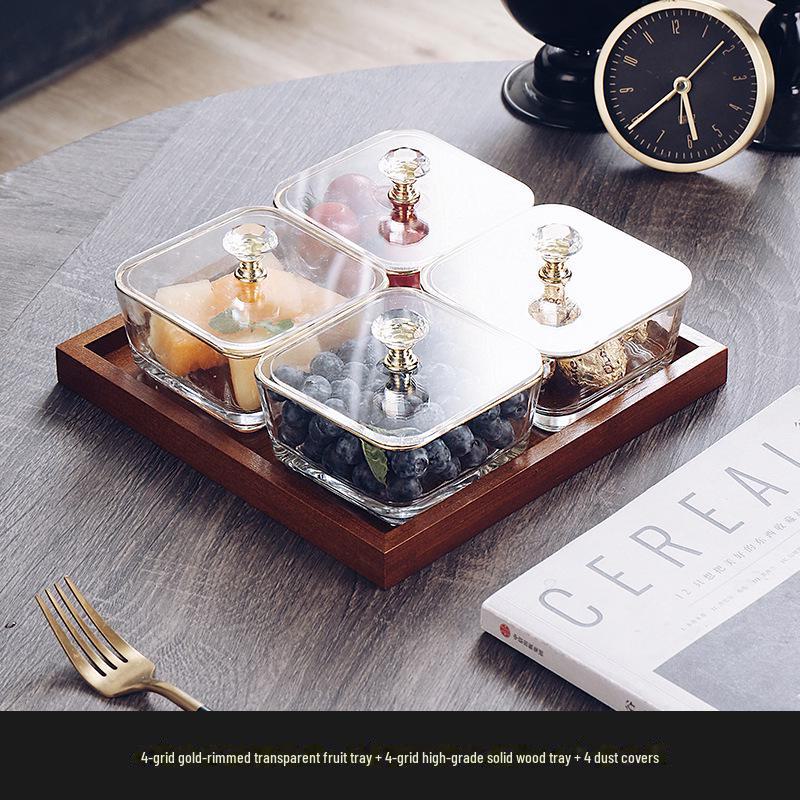 Japanese-Style Glass Fruit and Snack Plate for Living Room Coffee Table