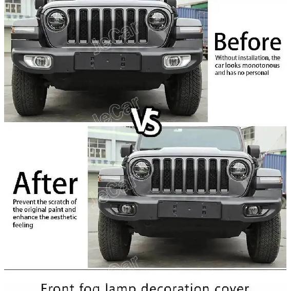 JeCar Car Front Bumper Fog Light Cover Lamp Hoods Decoration For Jeep Wrangler JL JT Gladiator 2018 Up Car Exterior Accessories