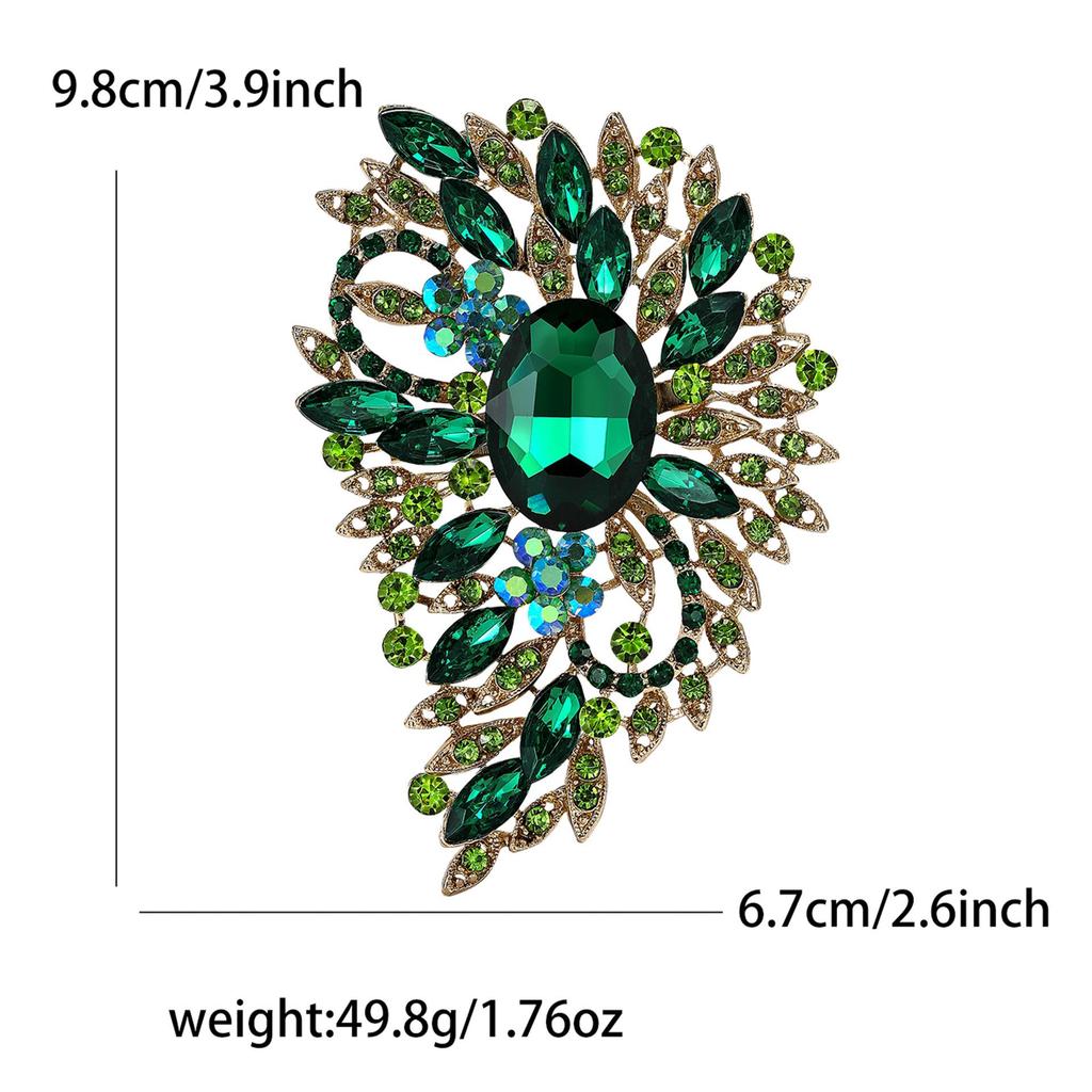 Women's Rhinstone Alloy Brooch - Large Glass Corsage Pin for Suits