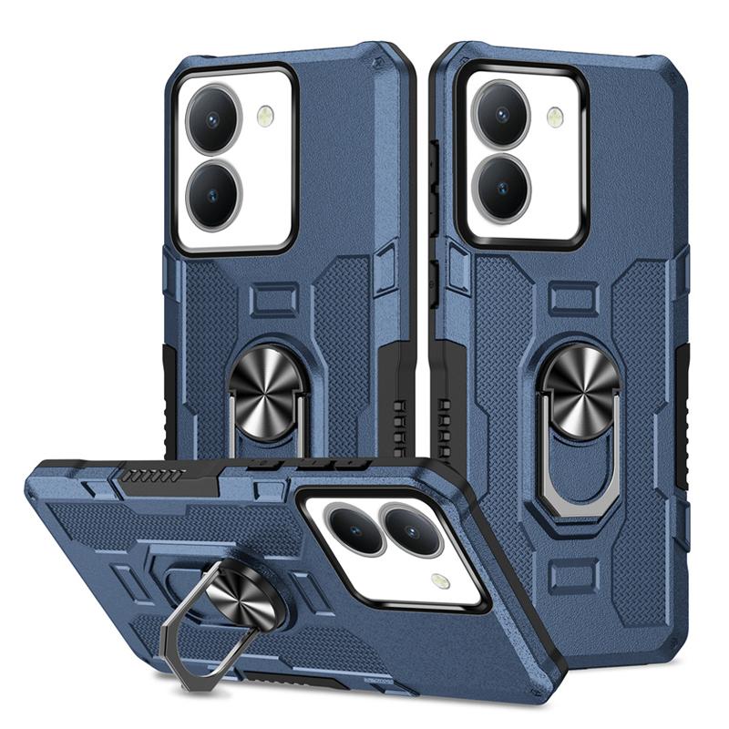 KEYSION Stoßfestes Panzergehäuse für VIVOV Y27 4G Y36 5G, Silikon + PC-Metallringständer, Telefonrückseite für VIVO Y02 Y02A Y02T Y02S