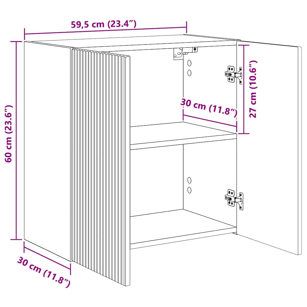 Wall Mounted TV Cabinet Black 59.5 x 31 x 60 cm Particleboard