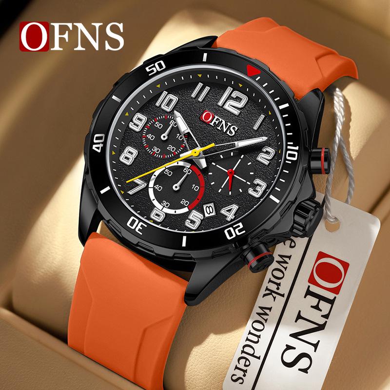 Oufanni Men s Quartz Watch with Silicone & Steel Straps, Waterproof, Calendar, and Small Seconds Hand
