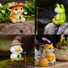 Animal Garden Statue Resin Cat Fishing Figurines Sculpture Frog Fishing Duck Fishing Yard Art Ornament For Fairy Garden Patio