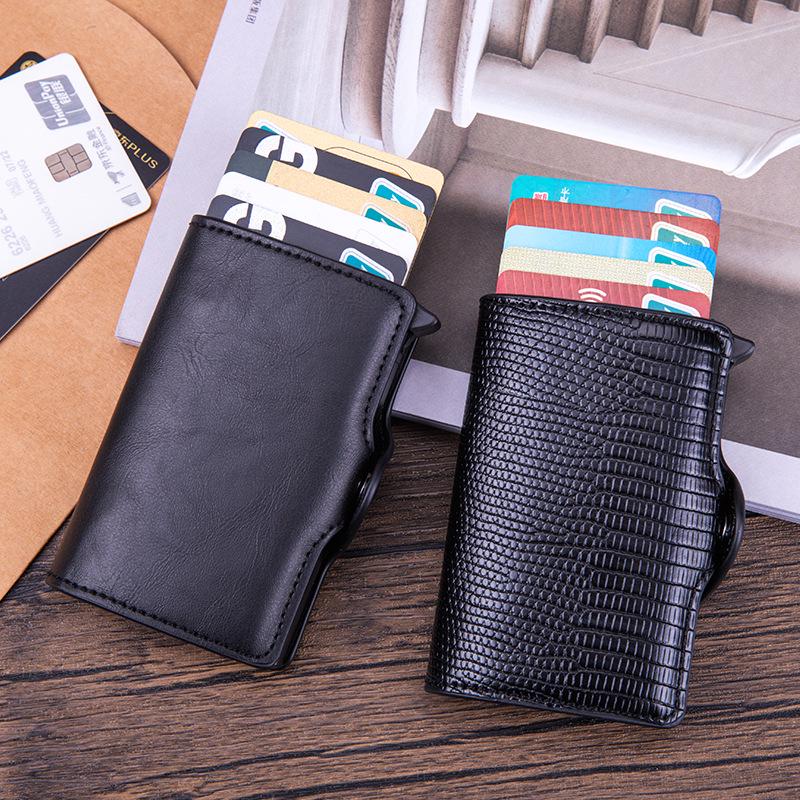RFID Tracker AirTag Case: Carbon Fiber & Leather Money Clip Card Holder