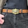 Western Cowboy Retro Bull Head Men's Belt - Embossed American Style Trendy Jeans Belt