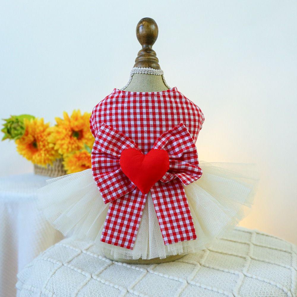 

Big Bow Cat Dog Wedding Dress Fairy Dress Pet Skirt Sweety Puppy Skirt For Cat Dog M червоний