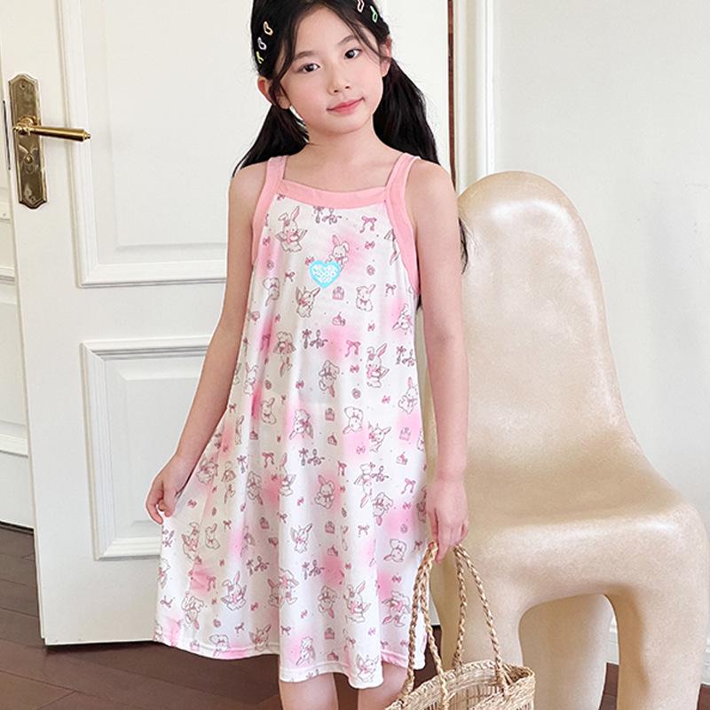 Girls' Cute Summer Sleeveless Nightgown Pajamas