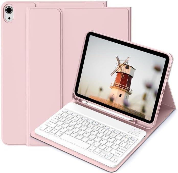 iPad Air 11th Gen Leather Case with Magnetic Backlit Keyboard and Pen Holder - Fits Pro 11/10.9