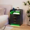 Bedside Coffee Sofa Tea Table Storage Closet Wooden Nightstand Drawers Lamp Charging Bedroom Living Room Display Furniture
