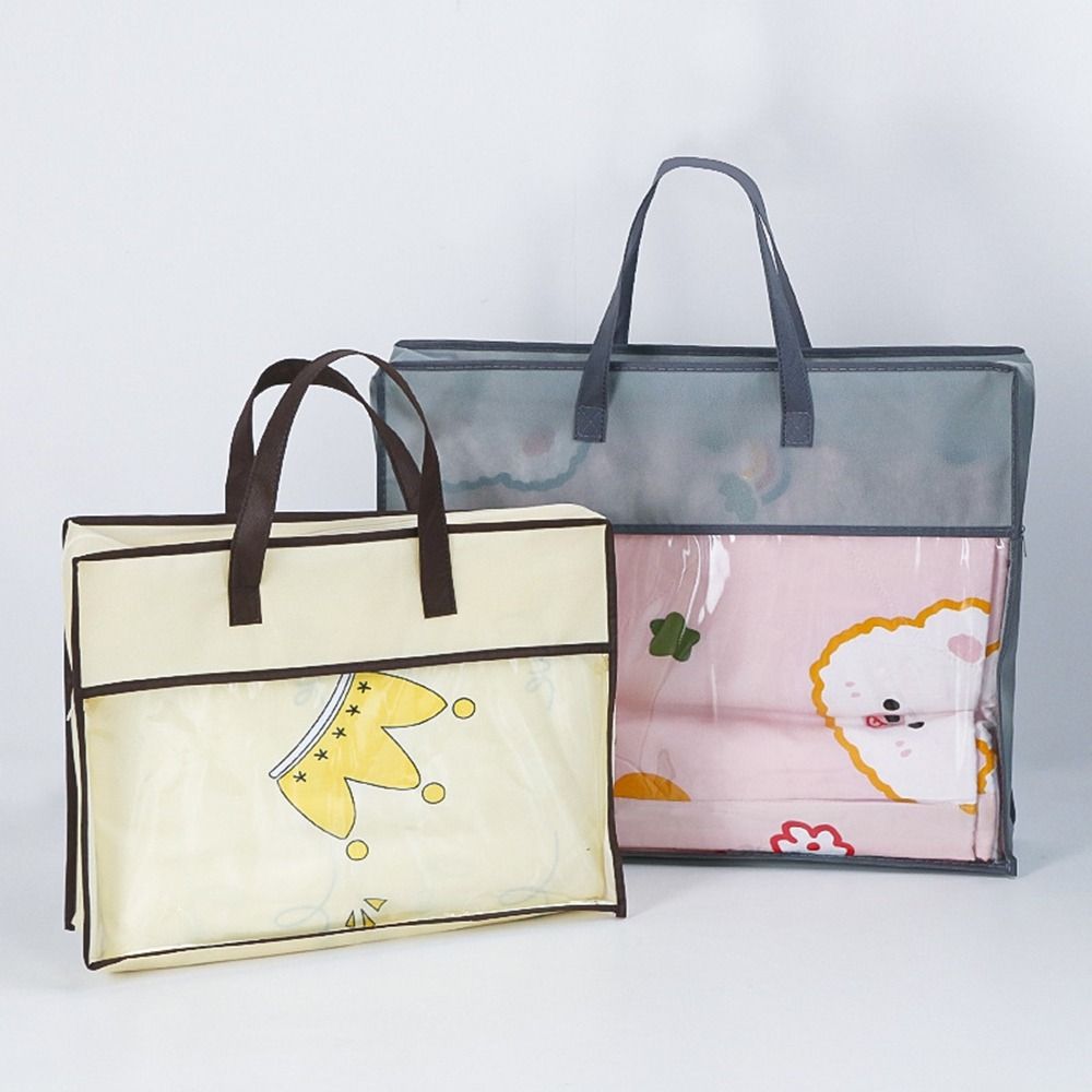 Non-Woven Fabric Clear Clothes Storage Bag Dustproof Blanket Bedding Handbag  Wardrobe