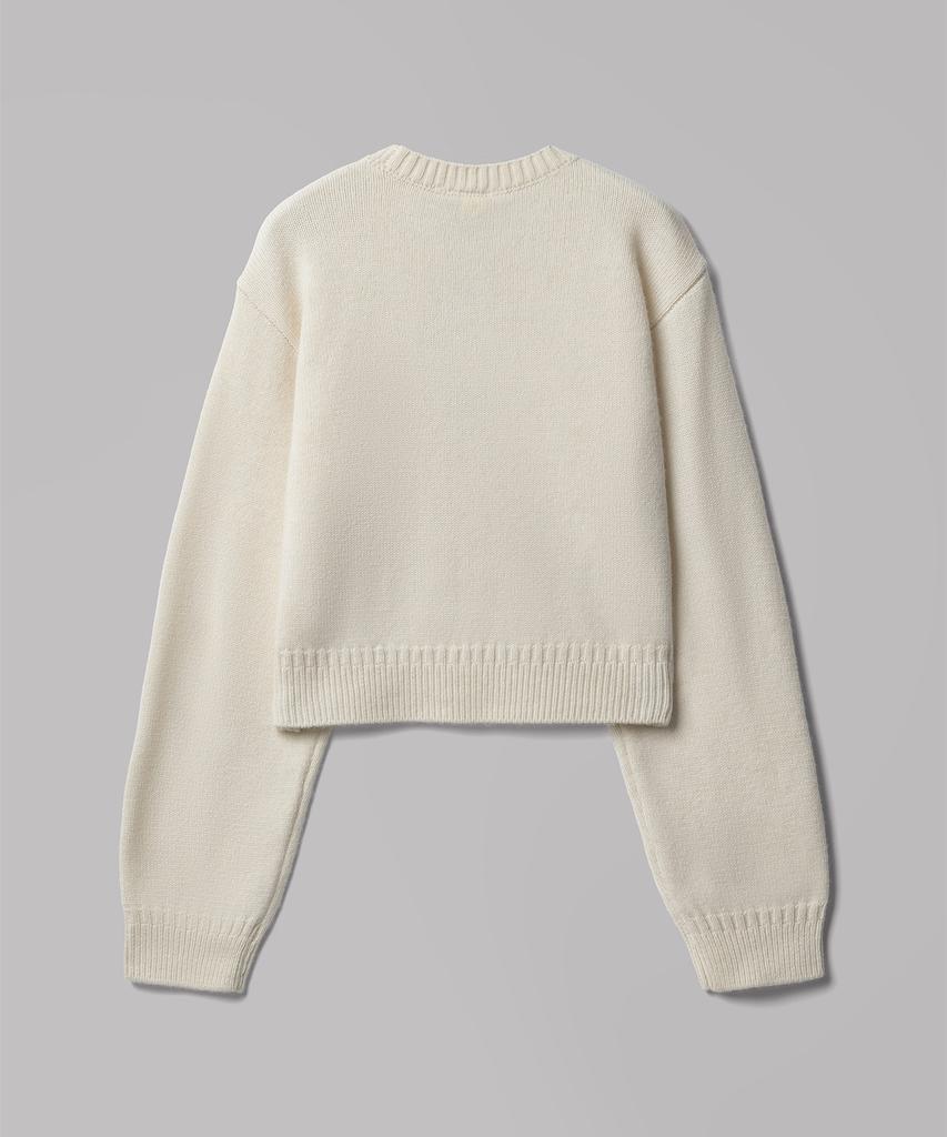 DICKIES Embossed Logo Pullover Crop Knit Cream