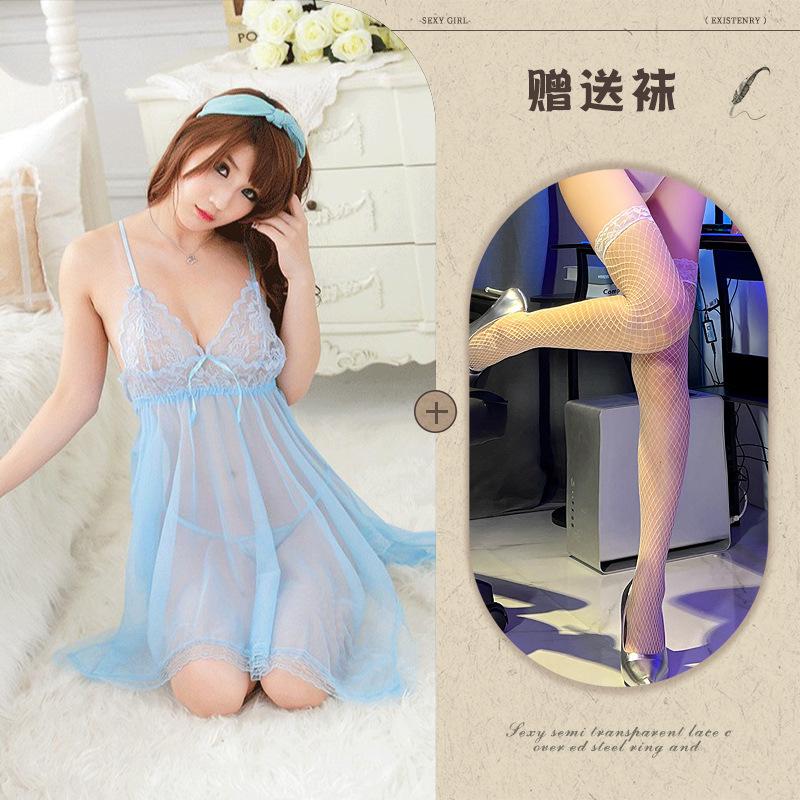 Sex underwear European and American temptation suit women's transparent suspender large size lace mesh large size