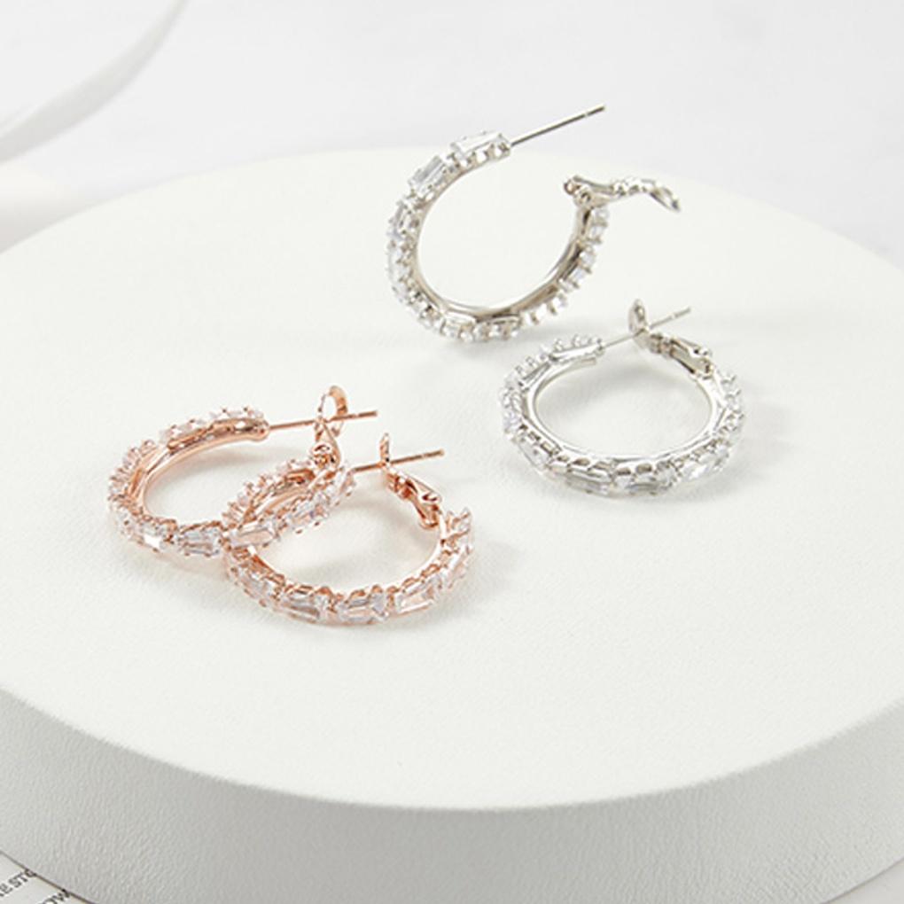 PAULBRIAL PKBE0134 (WG) Baguette Hoop Earrings