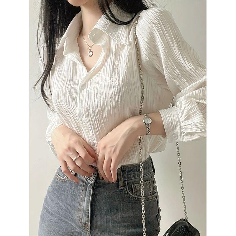 French Long Sleeve Shirt With Sun Protection Lightweight Feminine Design For Spring Summer Wear