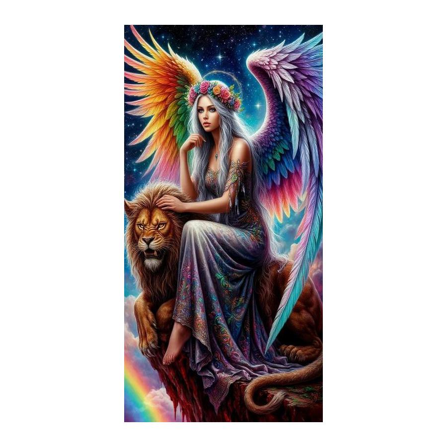 Angel Girl and Lion Large Size Diamond Painting New Collection Animals Diy Full Drill Rhinestone Embroidery Mosaic Cross Stitch Kits