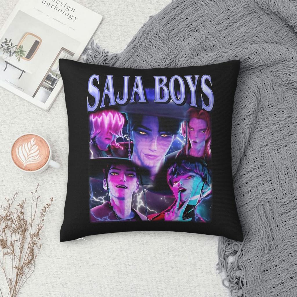 Saja Boys Huntrix Square Pillow Case Kpop Demon Hunters Cushion Covers Decorative Throw Pillow Case Cover For Home 45*45Cm