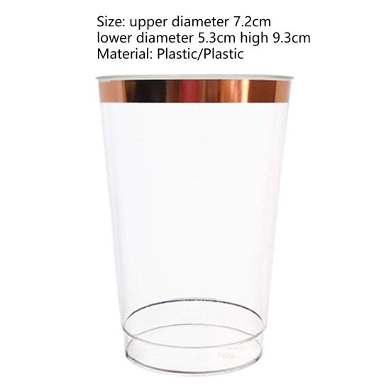 25Pcs Juice Cup Transparent Large Capacity Plastic Rimmed Disposable Water Glass Party Accessories