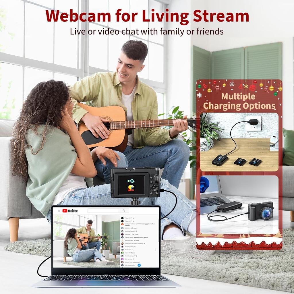 4K Digital Camera for Photography Autofocus, 48MP Vlogging Camera with Flash Anti-Shake, 3'' 180° Flip Screen Compact Travel Camera 16X Zoom Camera