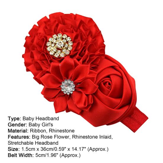 Cute Flower Pendant Rhinestone Rose Pendant Hairband for Birthday Party