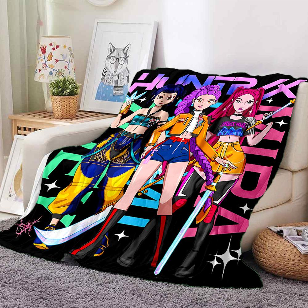 1pc K Pop Demon Hunters Flannel Blanket, Soft Skin Friendly with Digital Printing, Various Sizes Available for Family, Friends, Birthday