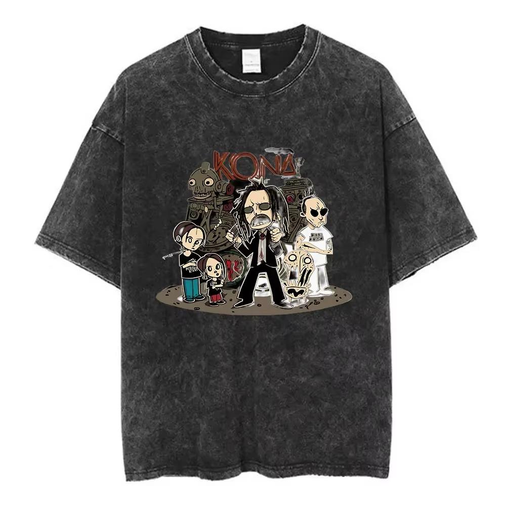 Sommer-Heißverkauf Gewaschen Vintage Korn Tour 2026 Merch T-Shirt Unisex Gothic Rock Popmusik T-Shirt Y2k Baumwolle Übergroße T-Shirts