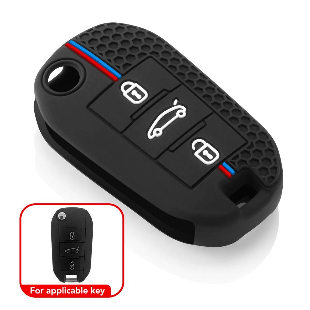 Silicone Car Flip Key Case Cover Shell For Peugeot 208 308 408 508 2008 3008 4008 5008 For Citroen C3 C4 CACTUS C6 Accessories
