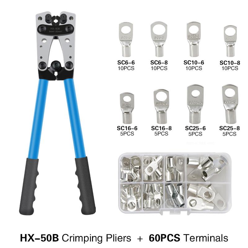 Crimping Pliers Tube Terminal Crimper Hex Crimp Tool Multitool Battery Cable Lug Cable Hand Tools HX-50B 6-50mm² AWG 10-0
