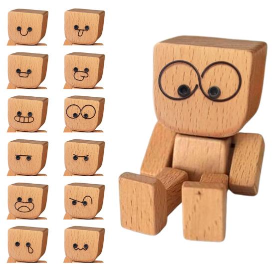 1/2/3Pcs Shaking Wooden Man Figurine Handmade Shaking Feet Wooden Doll Car Dashboard Desktop Decoration Ornament