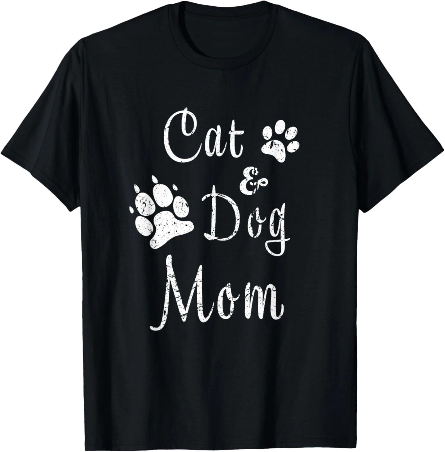 Cat and Dog Mom Kitten and Puppy Mama Kitty and Pup Mother Gift Unisex T-Shirt 2XL