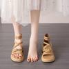 Sandales à plateforme épaisse pour femmes - Bout ouvert, Talon moyen, Design à lacets, Bride réglable, Sandales à plateforme épaisse | Sandales à bride réglable