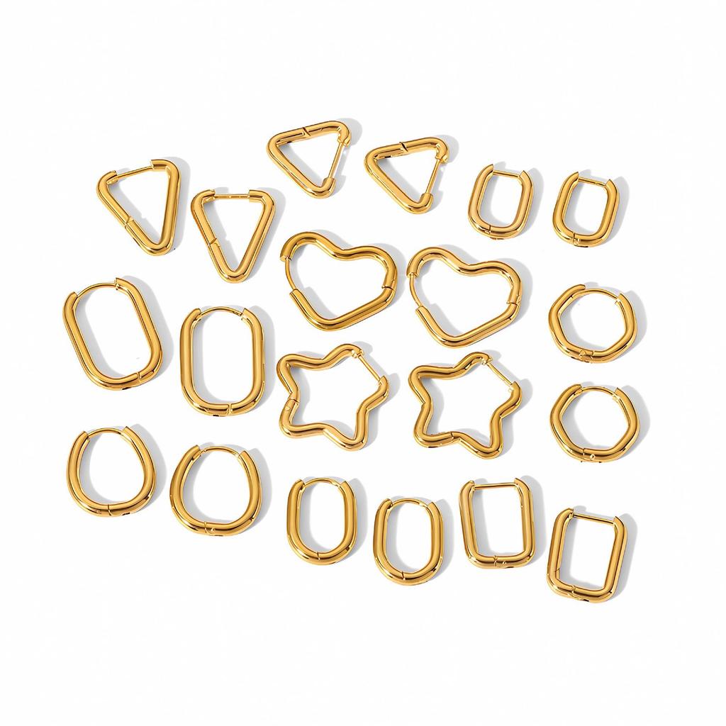 Trendy Geometric Stainless Steel Earrings: Pentagram, Heart, Square & Polygon Shapes