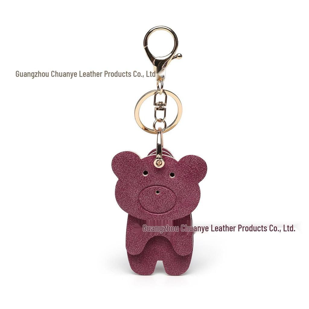 Adorável Chaveiro de Urso de Desenho Animado de Alto Valor Transfronteiriço - Lindo Pingente de Mochila de Couro PU de Alta Qualidade