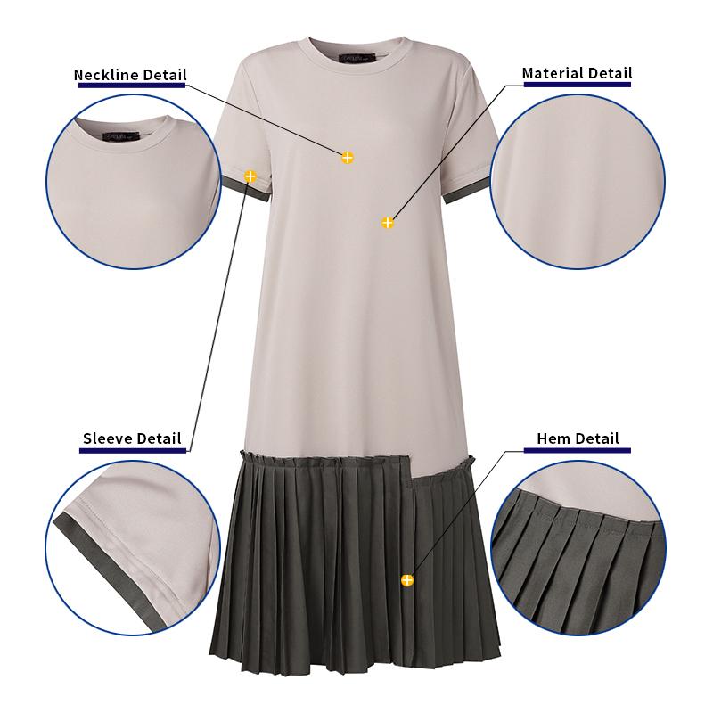ZANZEA Women Casual Round Neck Summer Short Sleeve Patchwork Dress