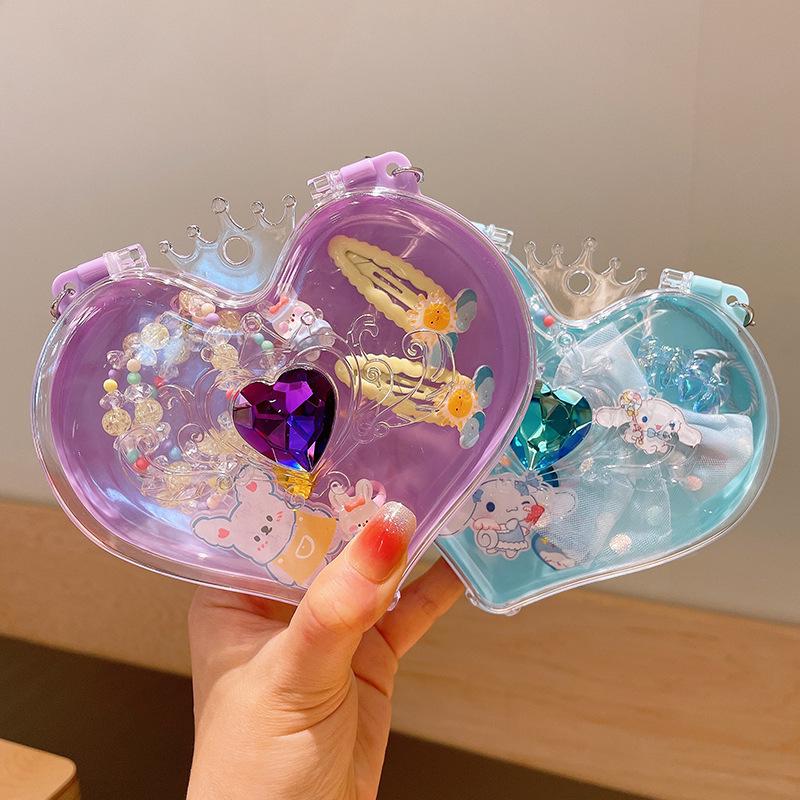 Cartoon Princess Jewelry Set: Necklace, Hair Clip & Ring for Little Girls - Perfect Birthday Gift