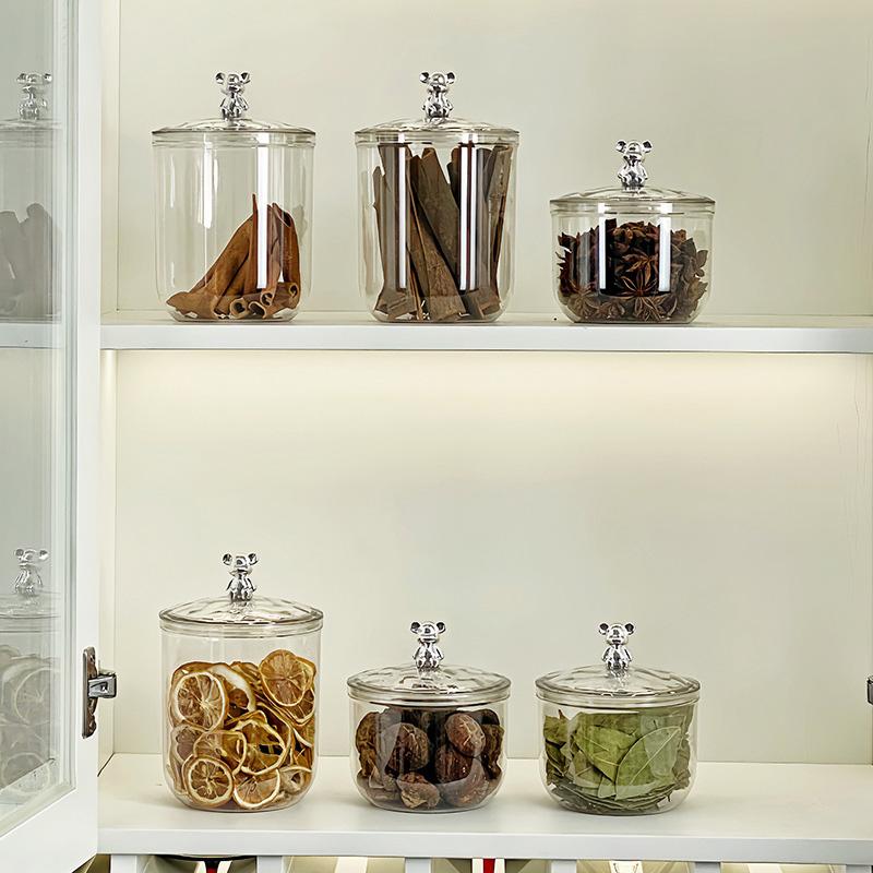 Cute Bear Food Container Kitchen Grains Storage Jar Tea Coffee Beans Airtight Jar Candy Nuts Storage Box Tea Spices Bottles