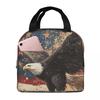 Vintage American Flag Eagle Insulated Lunch Bag for Women Kids Leakproof Food Boxes Thermal Lunch Box Tote