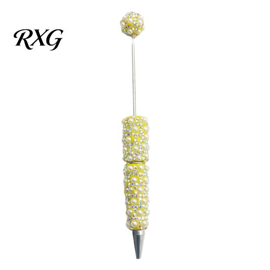 Faux Diamond Pen DIY Beadable Pen, Rhinestone Pearl Ballpoint Fancy Glitter Luxury for Crafting, Student Stationery Office Writing Tools Smooth