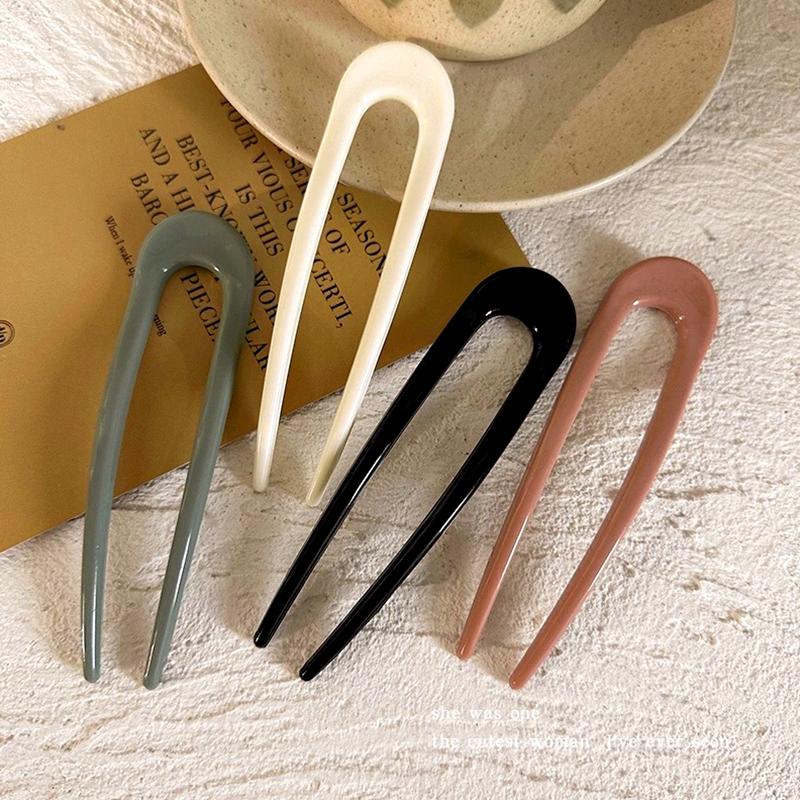 1Pc U-shaped Minimalist Hairpin Fashion Hair Sticks Women's Plastic Women Headwear Accessories