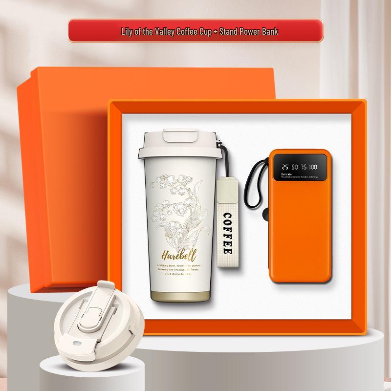 High-End Souvenir Gift Set: Custom Logo Coffee Mug & Power Bank