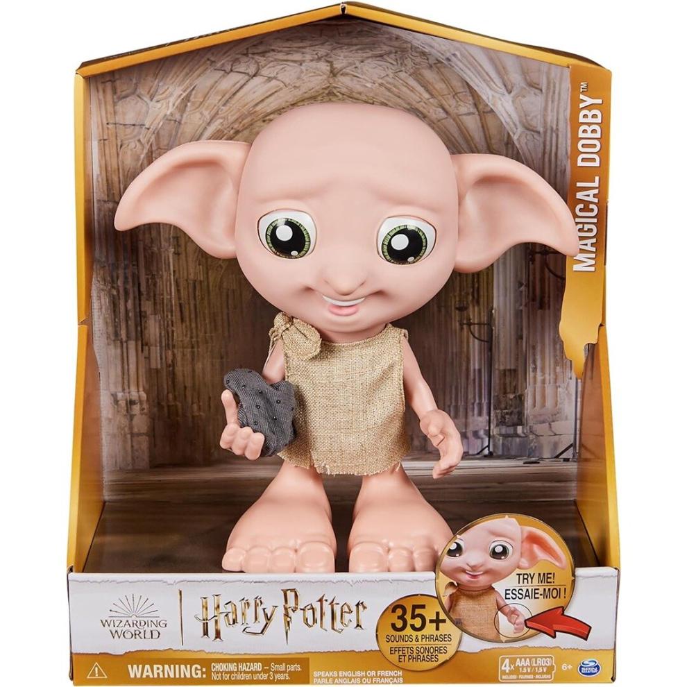 Wizarding World Harry Potter Interactive Dobby - 21.6 Cm Moving Ears, Eyes & Arms, Squeezable Hand, Speaks English/French, Includes Sock