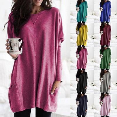 Blusa da Donna a Maniche Lunghe con Tasca Maglione Pullover Casual Largo da Donna Abbigliamento Taglie Forti